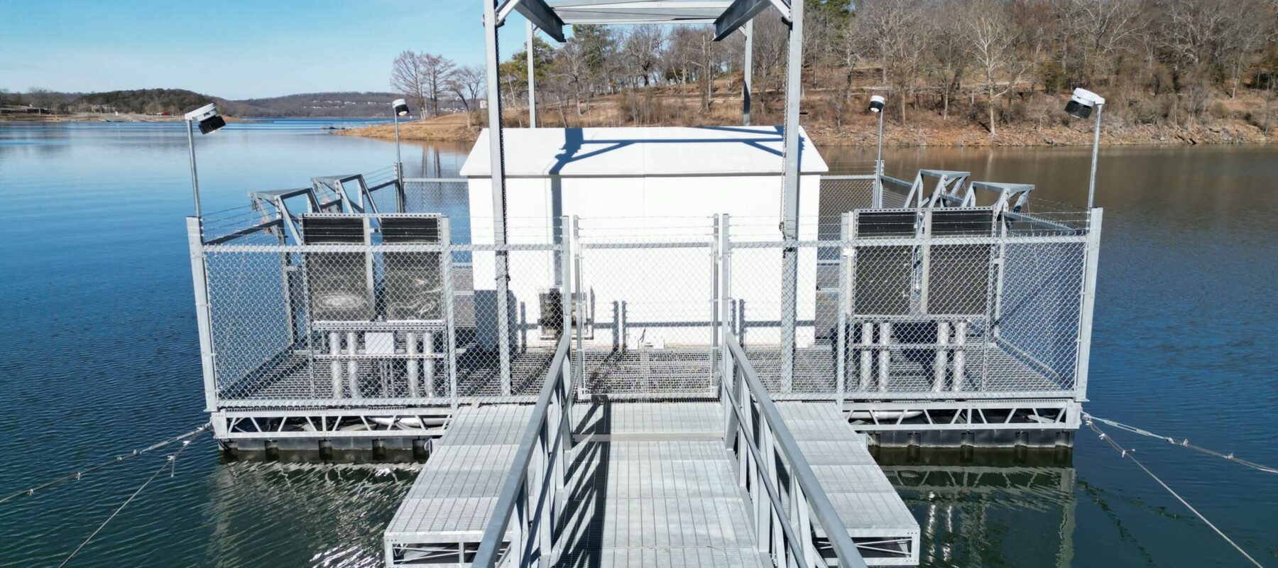 municipal water pump station on floating dock