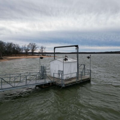 municipal water pump station on floating dock